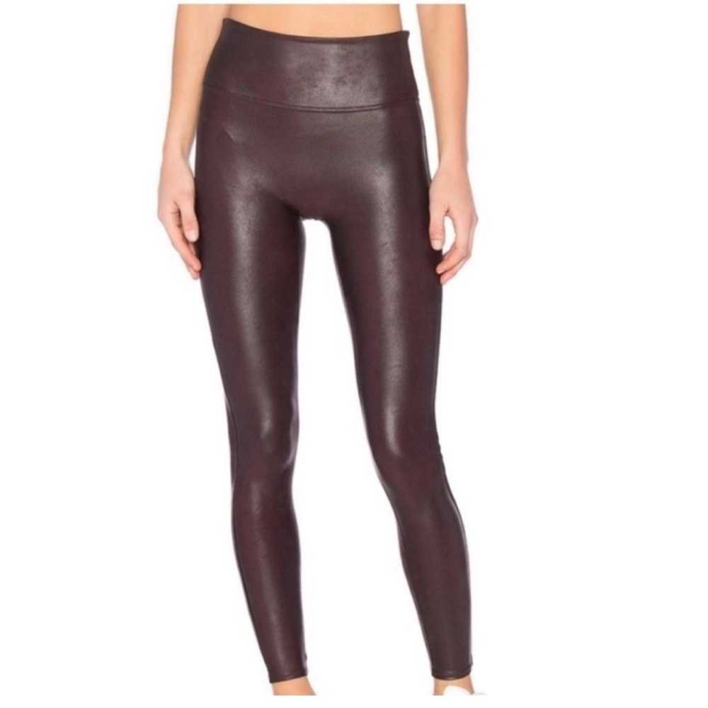 Spanx Faux Leather Leggings in Color Wine Large